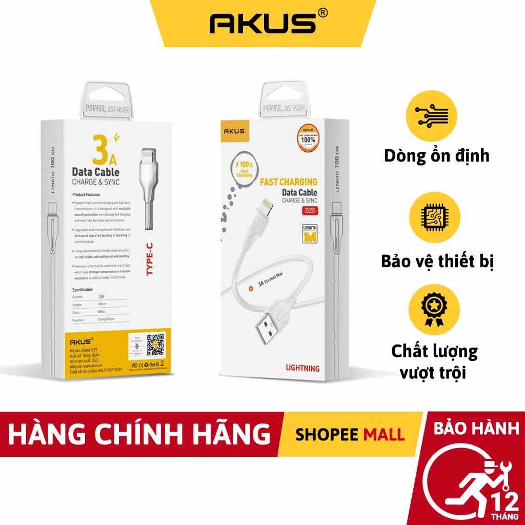 Dây cáp sạc IPmicro/type-C AKUS-d25 - Hàng chính hãng