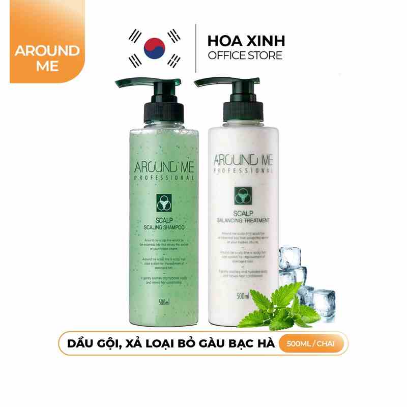 Combo Dầu Gội Và Dầu Xả Sạch Gầu Nấm Cân Bằng Phục Hồi Tóc Around Me Scalp Scaling Balancing Treatment 500ml/chai