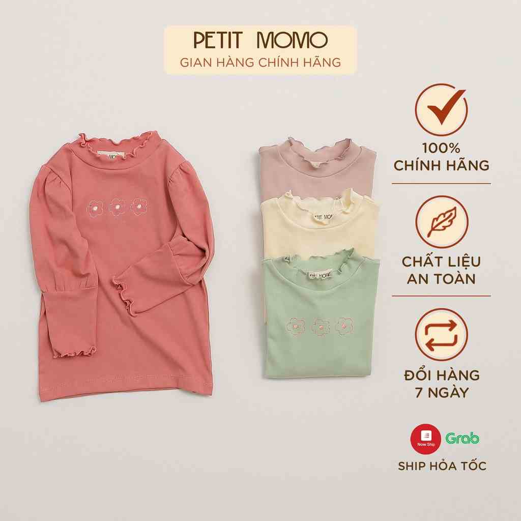 Áo Thun Bé Gái 16 Tuổi Thêu Hoa Cổ Cao PETIT MOMO 100% Cotton Cao Cấp H101