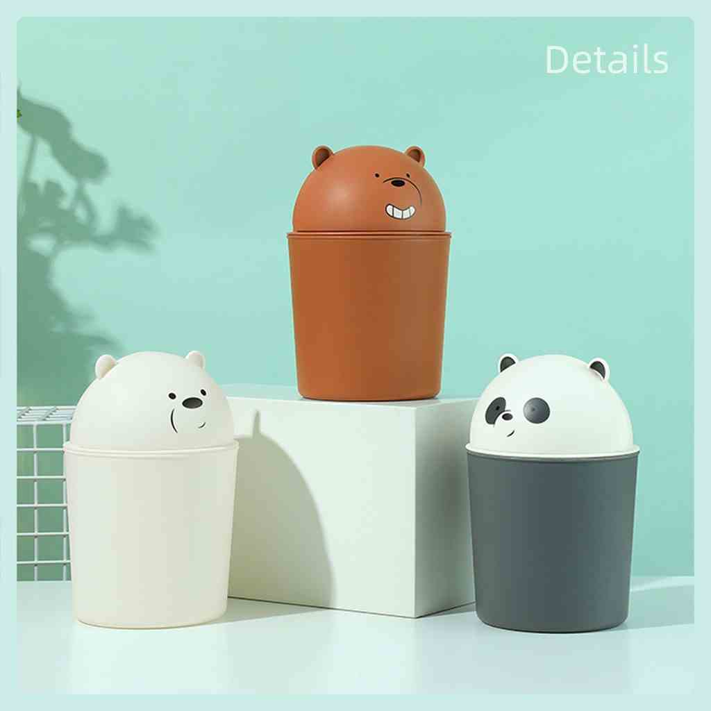 Thùng rác để bàn nhỏ gọn tiện lợi nhiều mẫu We bare bears Miniso (giao ngẫu nhiên)20cm*13cm*13cm