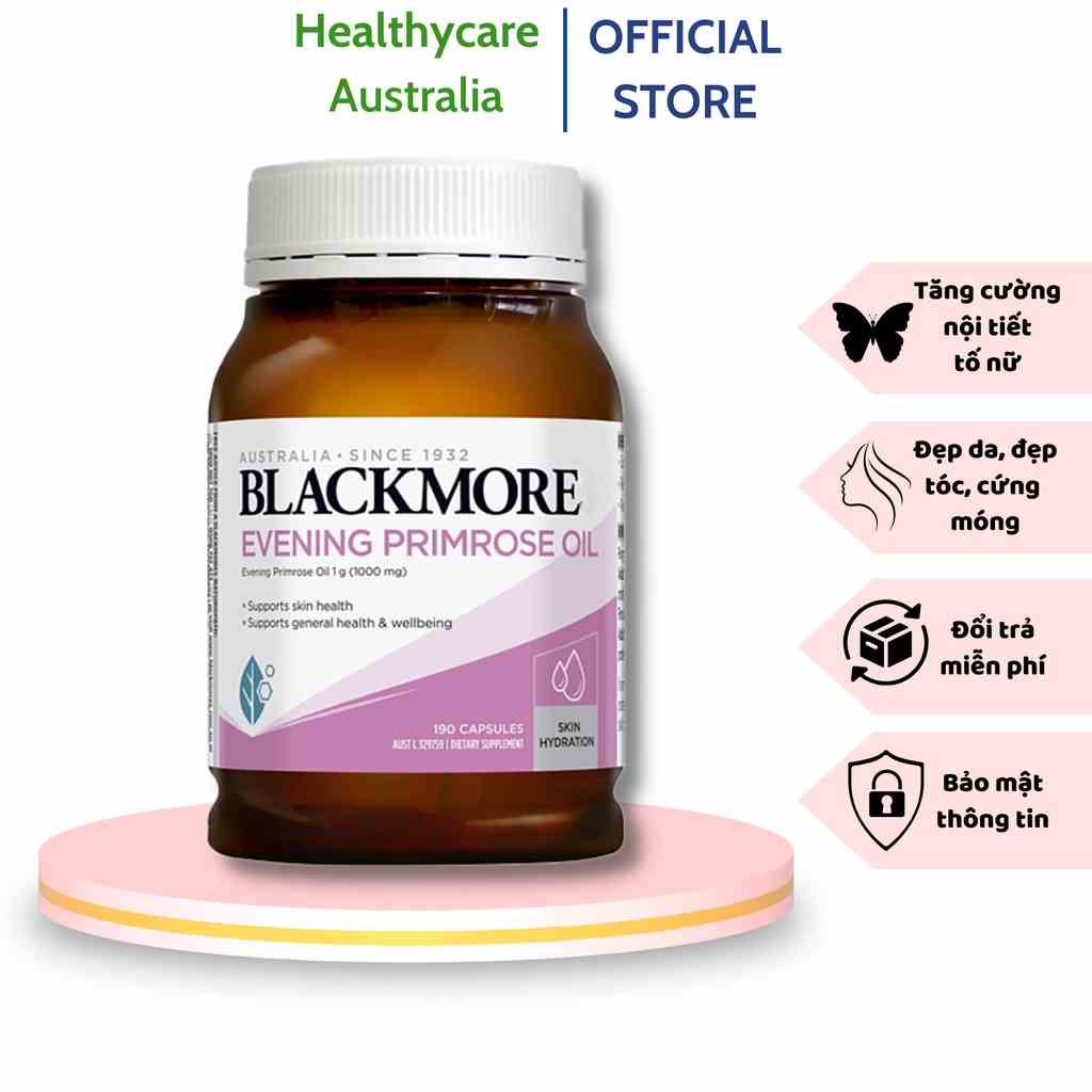 Tinh dầu hoa anh thảo Blackmore Evening Primrose Oil 1000 đẹp da, cân bằng nội tiết tố lọ 190v