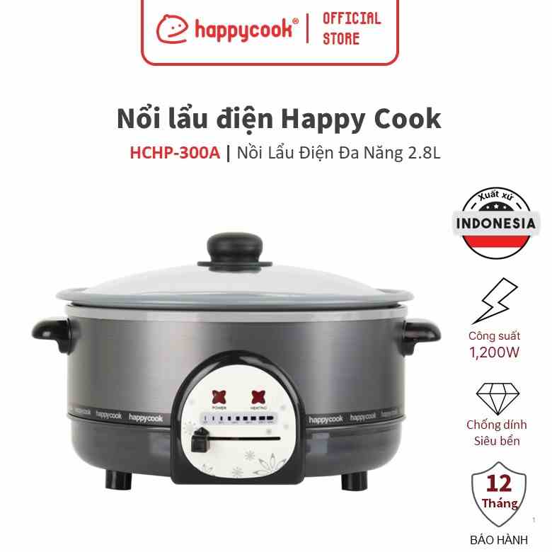 [Mã BMLTB200 giảm đến 100K đơn 499K] Nổi lẩu điện Happy Cook 3L HCHP-300A