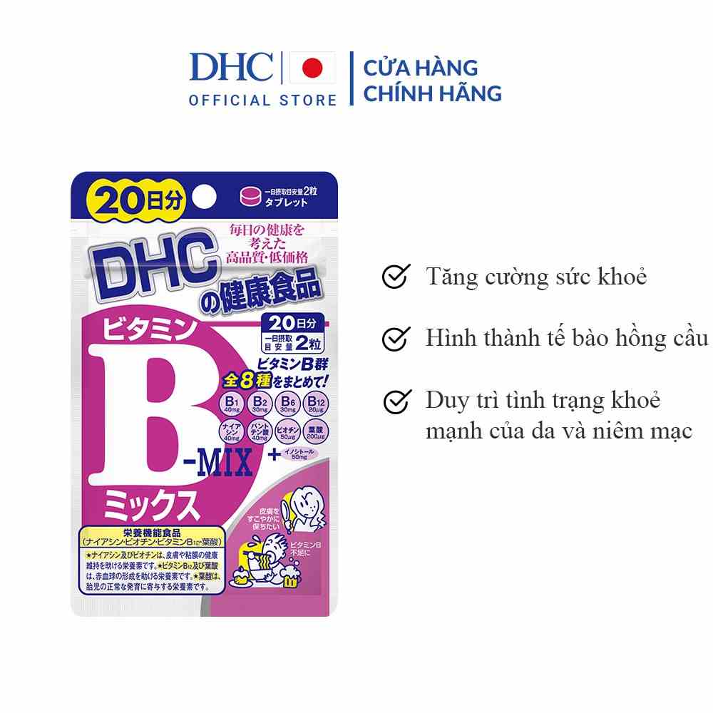 Viên uống Vitamin B tổng hợp DHC Vitamin B Mix gói 40 viên (20 ngày)