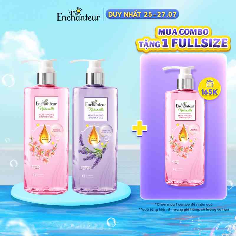 Combo 2 Sữa tắm dưỡng da thiên nhiên Enchanteur Naturelle Hương Hoa Lavender và Iris lành tính dịu nhẹ 510gr/ chai