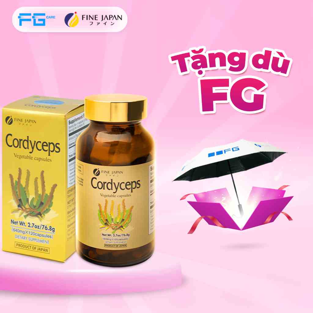 Viên Đông Trùng Hạ Thảo Nhật Bản, giúp Bổ Phổi, Tăng Sức Đề Kháng - Cordyceps FINE JAPAN (Hộp 120 Viên)