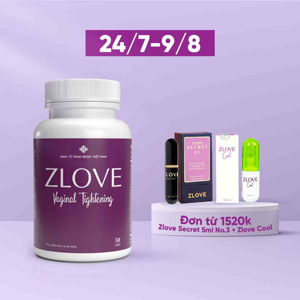 ZLV-2 Hộp Zlove Grow Green AZ- Khắc phục san giãn vùng kín, co thắt vùng đáy chậu, thu hẹp làm hồng vùng kín(50 viên)