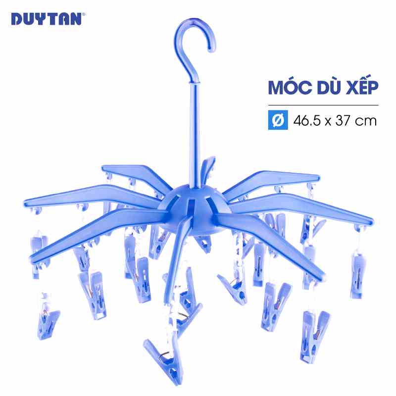 Móc dù xếp treo quần áo trẻ em nhựa DUY TÂN 24 kẹp (Ø 46,5 x 37 cm) - 04953 - Giao màu ngẫu nhiên