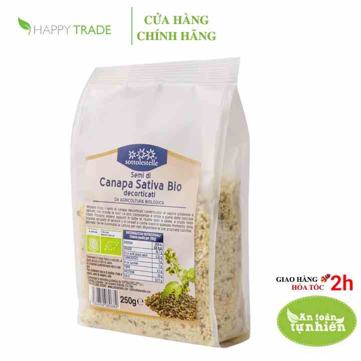 Hạt gai dầu hữu cơ tách vỏ Sottolestelle 250g