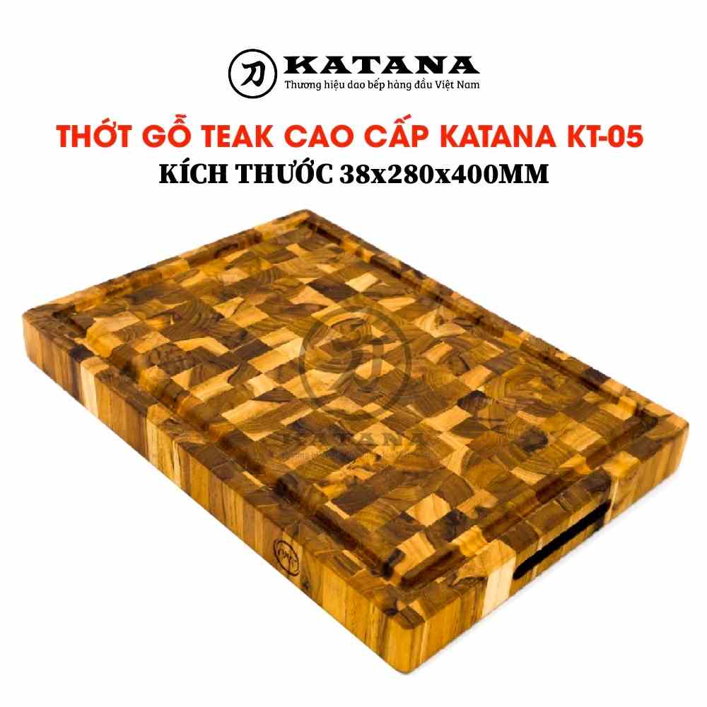 Thớt gỗ Teak KATANA hình chữ nhật KT05 280x400x38mm