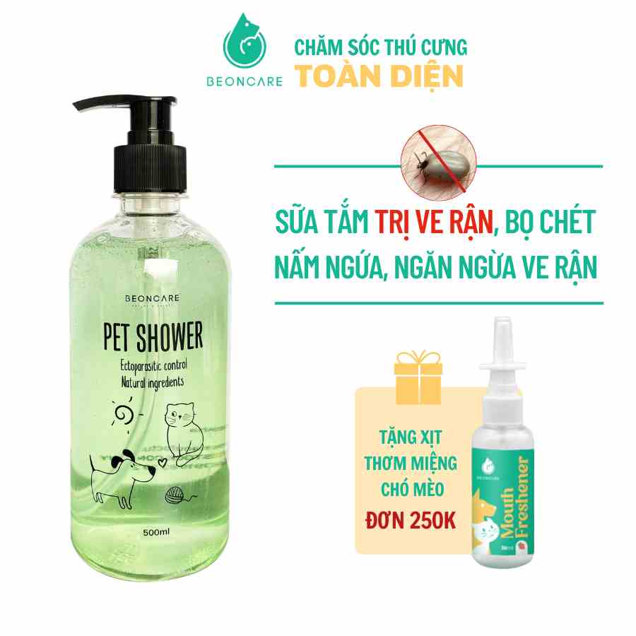 Sữa tắm Trị ve rận bọ chét Beoncare Hiệu quả ngay từ lần đầu tắm an toàn cho chó mèo sơ sinh