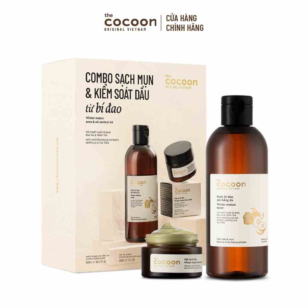 SPECIAL COMBO Sạch Mụn Và Kiểm Soát Dầu Từ Bí Đao Cocoon: Nước bí đao cân bằng da 310ml + Mặt nạ bí đao 30ml