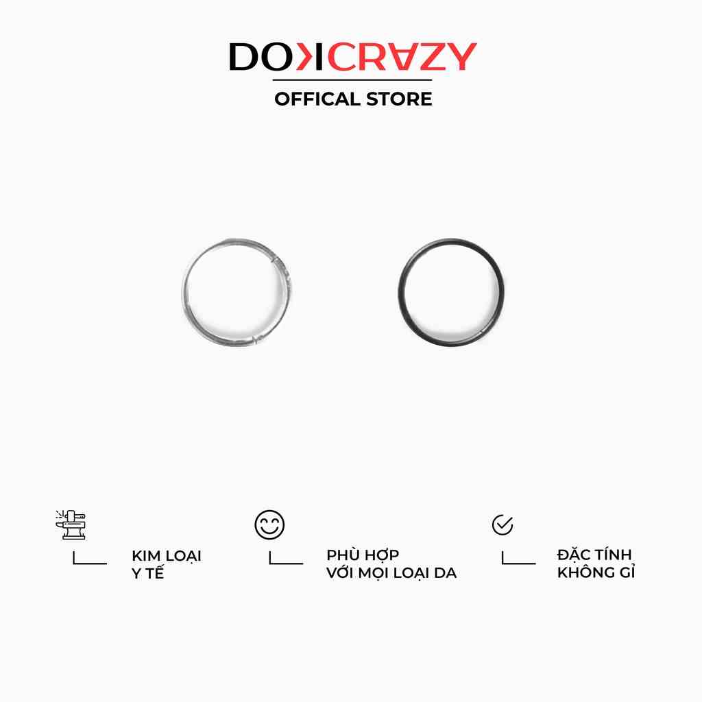 Khuyên tai tròn trơn basic DOKCRAZY  SLIM HOOP nam nữ unisex nhiều size