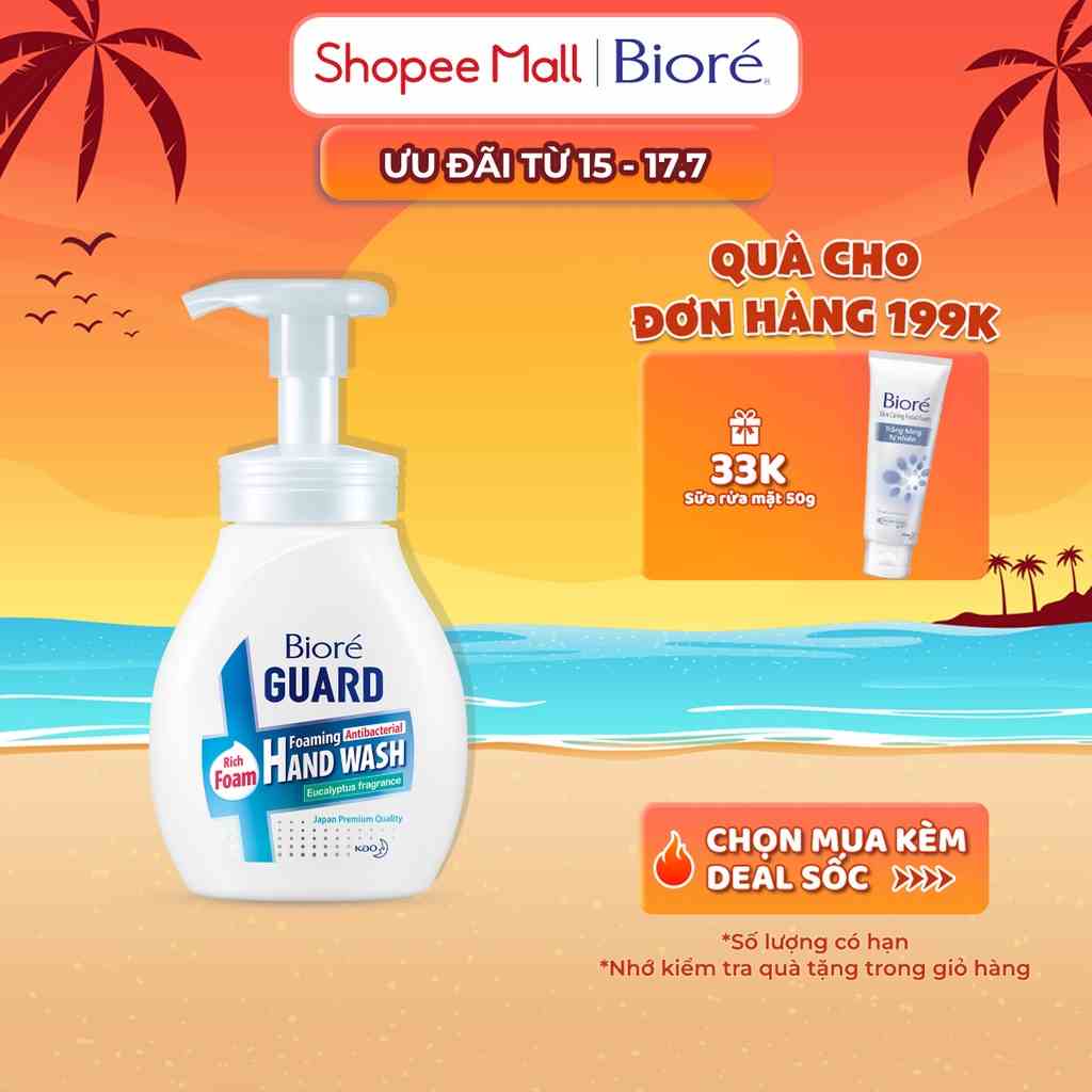 Bioré Bọt Rửa Tay Kháng Khuẩn Guard – Hương Khuynh Diệp (Chai) 250ml