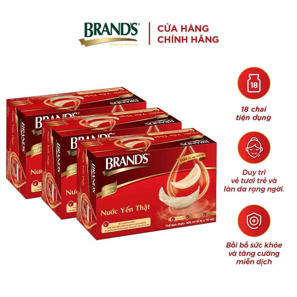 [Mã BMLTB200 giảm đến 100K đơn 499K] Combo 3 Nước yến thật BRANDS Đường Phèn (70 ml x 6 lọ)