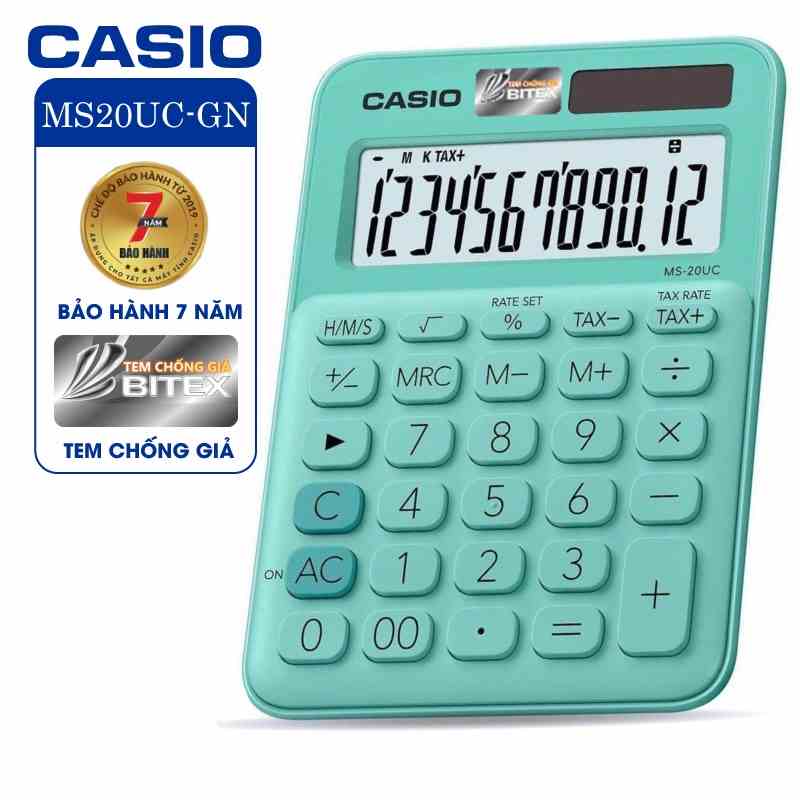 [Mã BMLTA35 giảm đến 35K đơn 99K] Máy tính CASIO MS-20UC (Nhiều màu) - Chính hãng Bitex, Bảo hành 7 năm