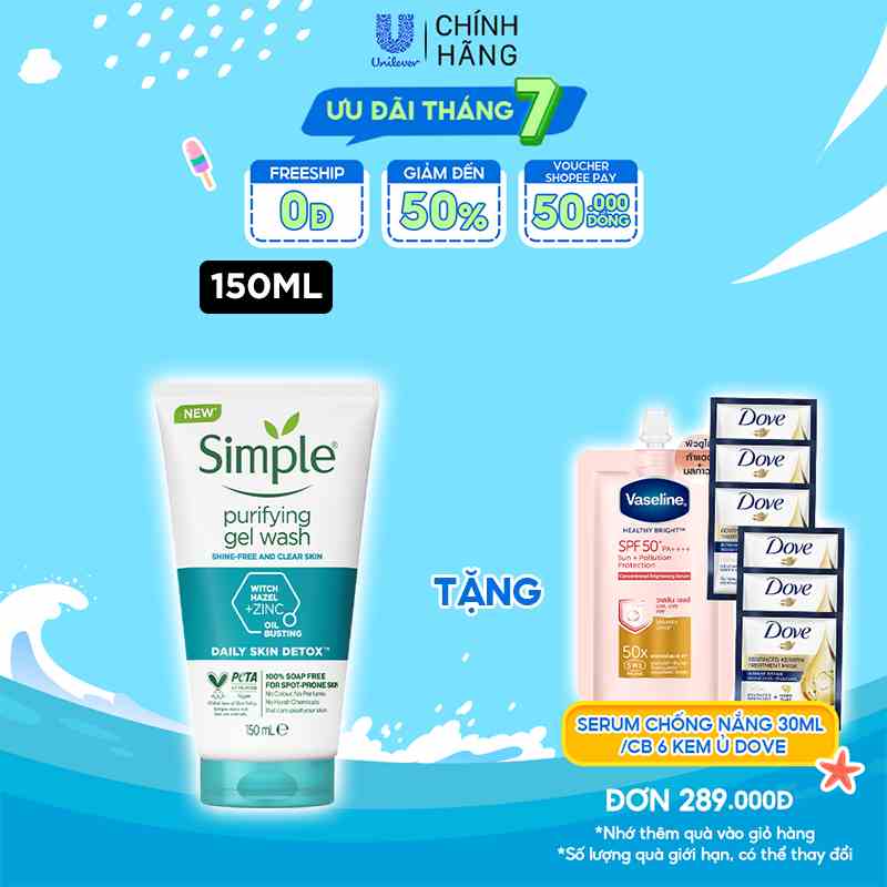 Sữa rửa mặt Simple giúp kiềm dầu và ngừa mụn hiệu quả - cho da dầu mụn 150ml [CHÍNH HÃNG ĐỘC QUYỀN] [DIỆN MẠO MỚI]