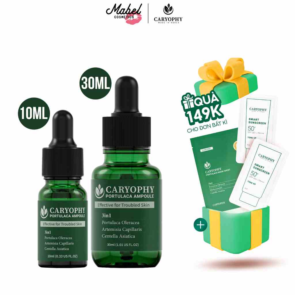 Serum rau má giảm mụn mờ thâm Caryophy Portulaca Ampoule (10ml 30ml)