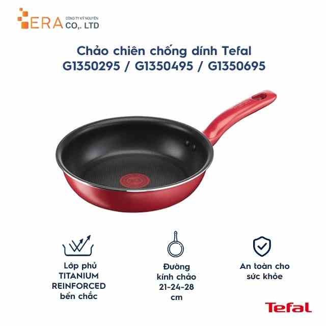 [Mã BMLTA35 giảm đến 35K đơn 99K] Chảo chiên chống dính Tefal G1350295-6 / G1350495-6 / G1350695-6