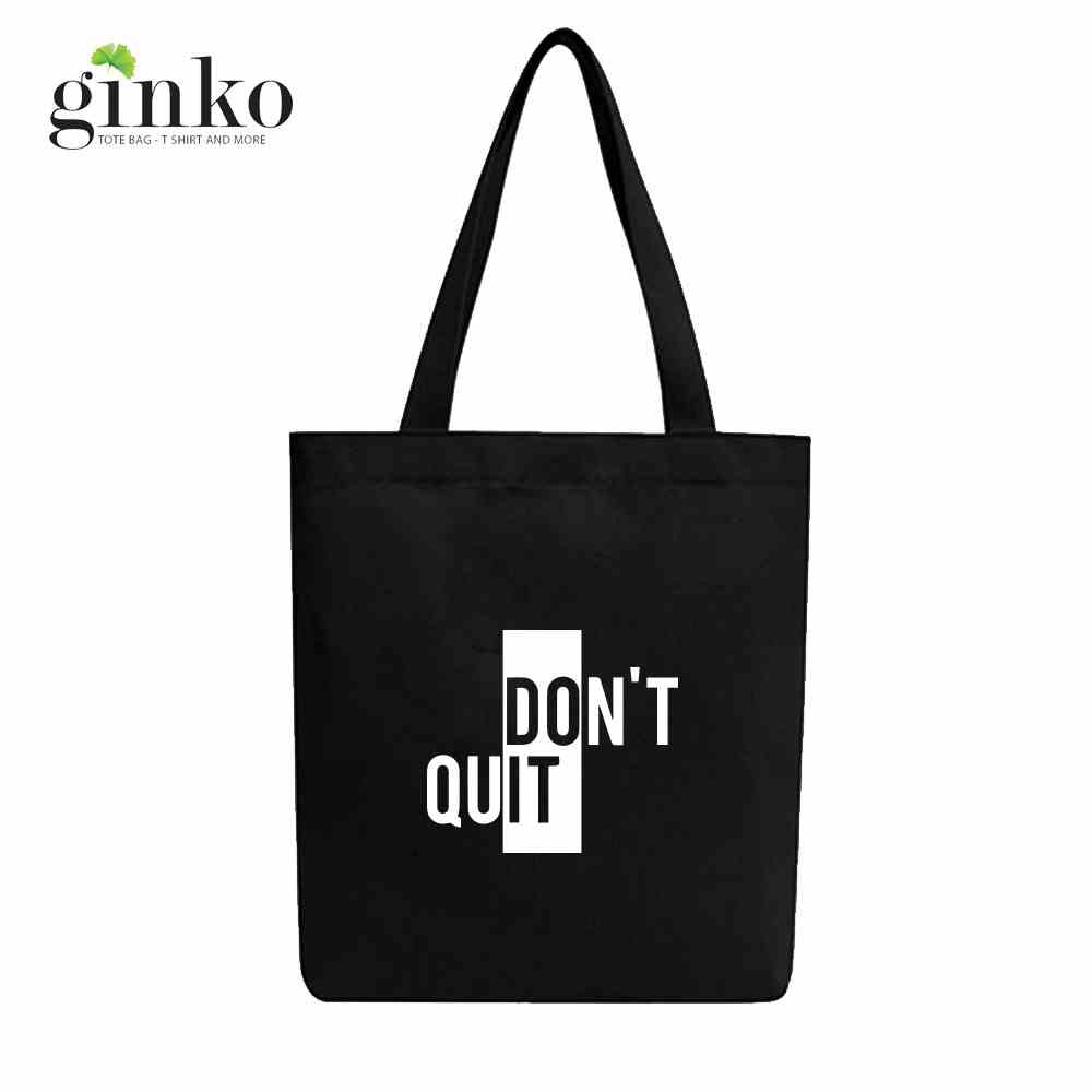 [Mã BMLTA35 giảm đến 35K đơn 99K] Túi Vải Tote Ginko Dây Kéo Phong Cách ulzzang Hàn Quốc In Hình Dont Quit B04