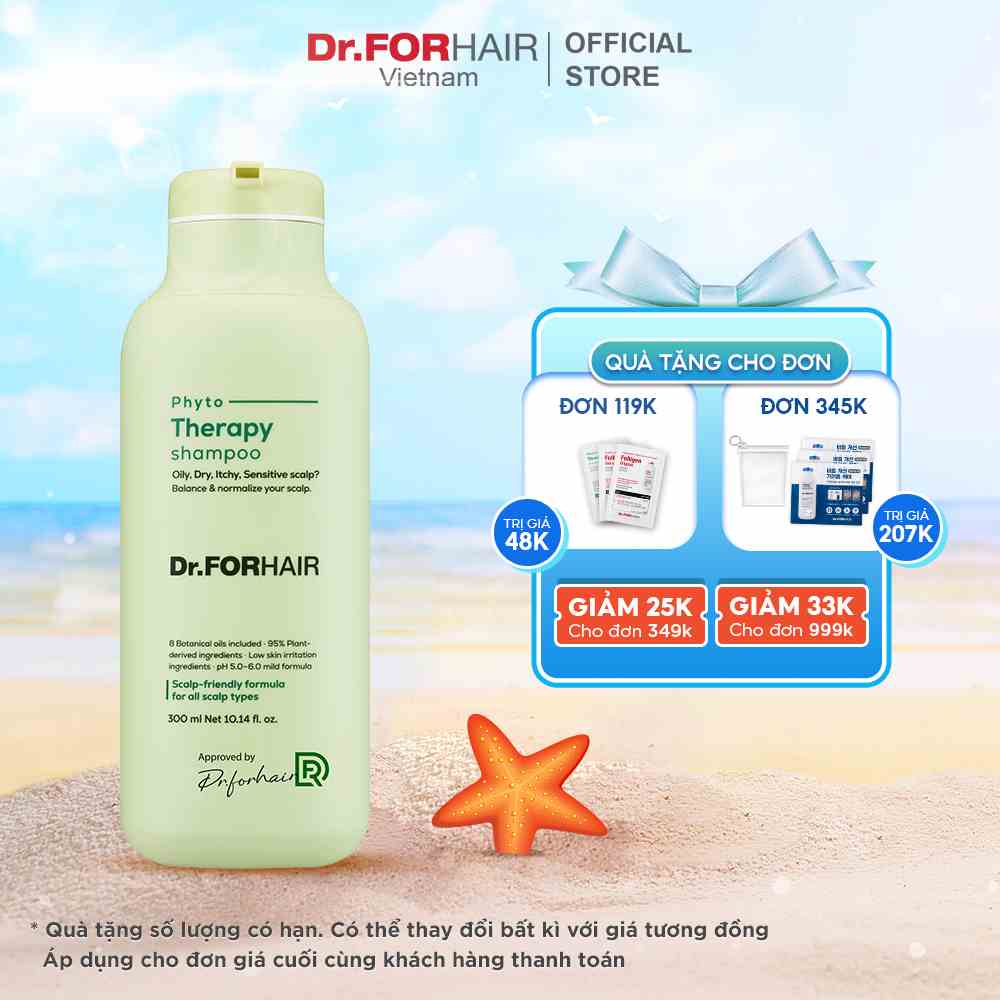 Dầu gội CHO DA NHẠY CẢM, chiết xuất thực vật an toàn và dịu nhẹ Dr.FORHAIR Hàn Quốc Phyto Therapy Shampoo 300ml