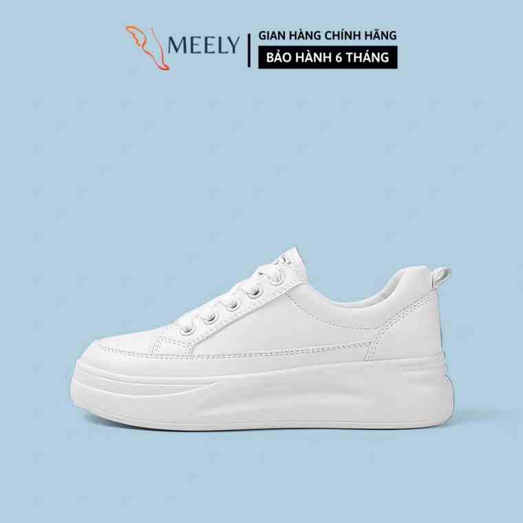 Giày Thể Thao Nữ MEELY Màu Trắng Sneaker Ulzzang Đế Bằng Kiểu Basic - BCA01