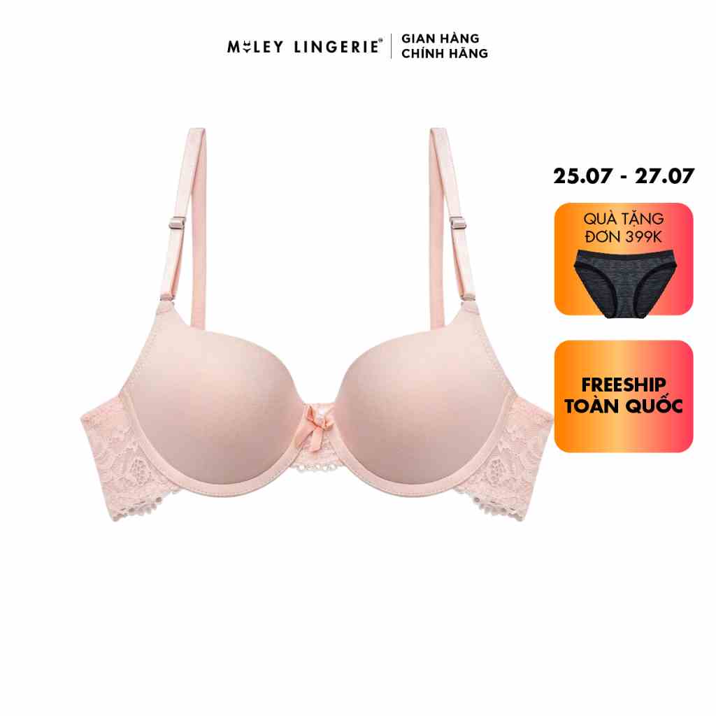 [TẶNG VOUCHER 50K KHI MUA ĐỒ BƠI] Áo Ngực Cúp Tròn Trơn Phối Ren Miley Lingerie BRM_002