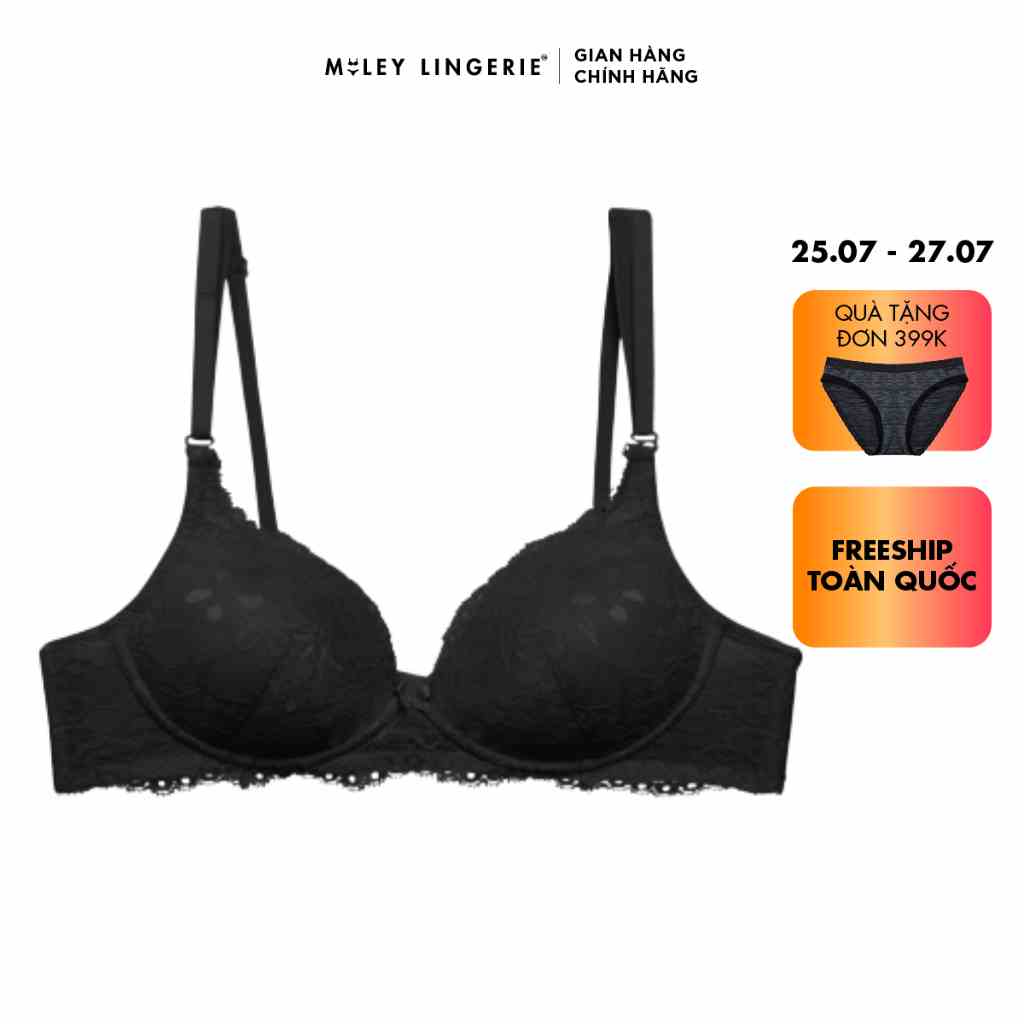 [TẶNG VOUCHER 50K KHI MUA ĐỒ BƠI] Áo Ngực Nữ Cúp Tròn Phối Ren Lưng Áo Miley Lingerie Màu Đen BRM01002