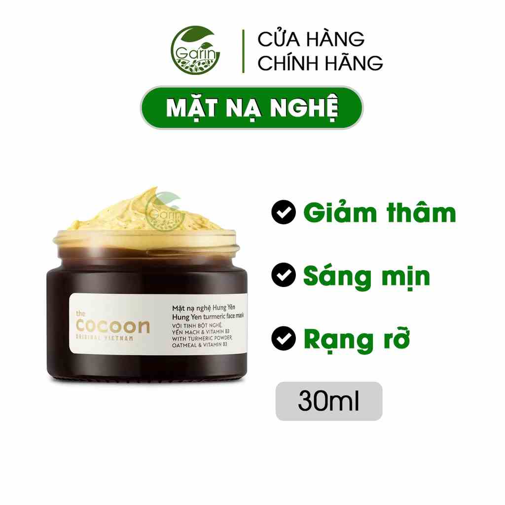 [Mã BMLTB35 giảm đến 35K đơn 99K] Mặt nạ nghệ Hưng Yên Cocoon Garin 30ml cho làn da sáng mịn và rạng rỡ