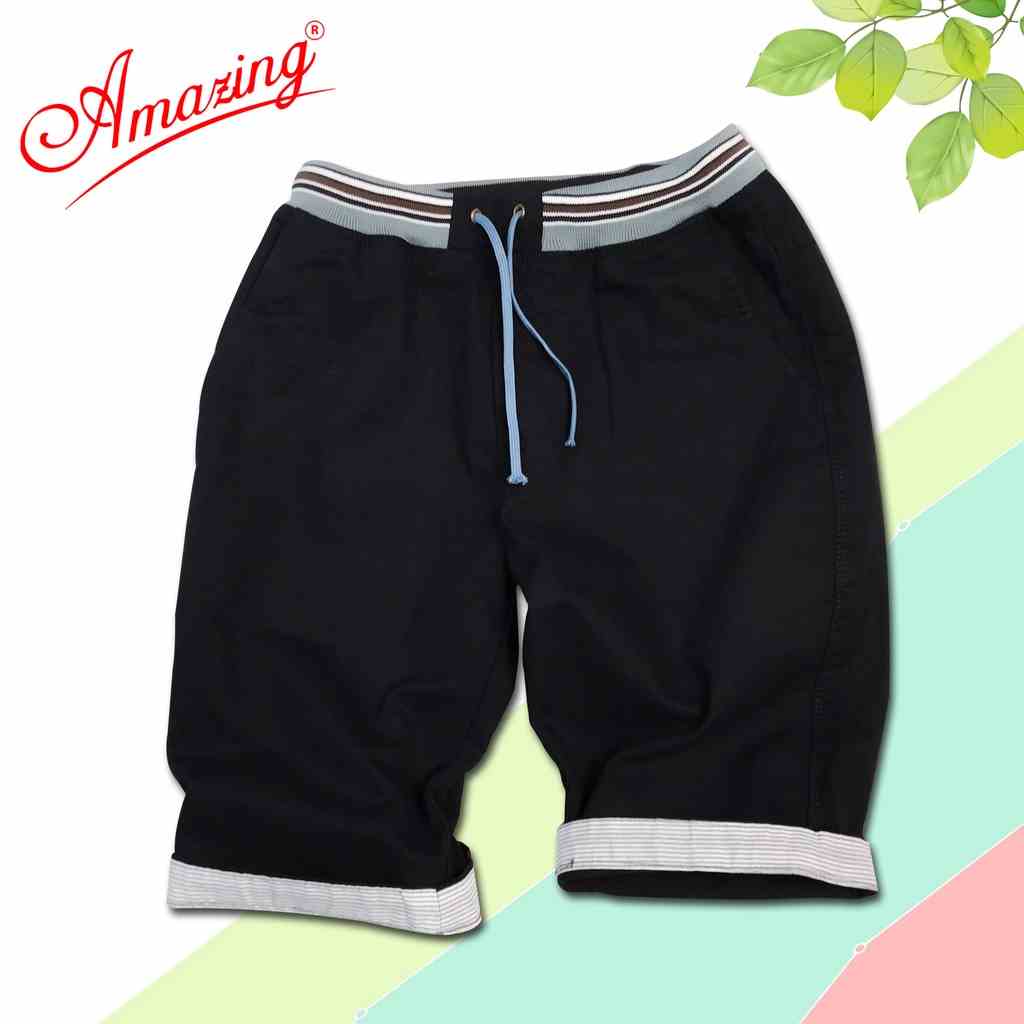 Quần short kaki lưng bo Amazing, gấu quần phối caro trẻ trung, thời trang unisex cá tính