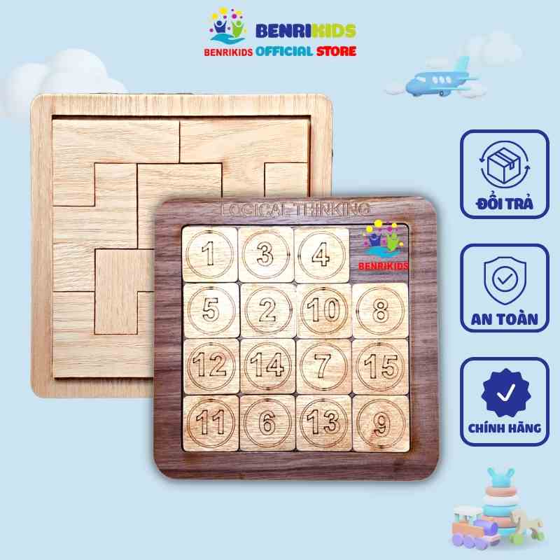 Đồ Chơi Xếp Hình Trượt Số Tư Duy- Xếp Hình Logic Bằng Gỗ Benrikids An Toàn Cho Bé