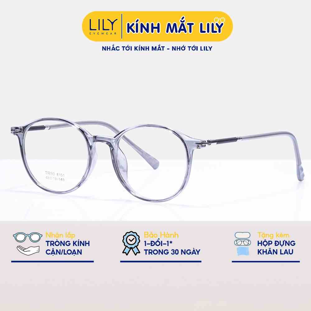 Gọng kính cận nam nữ Lilyeyewear kiểu dáng mắt tròn nhiều màu 8151