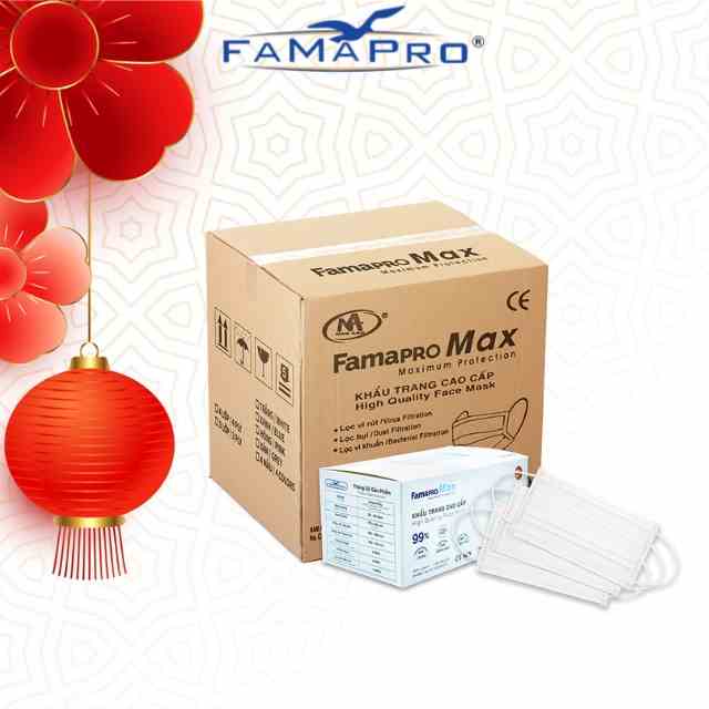 [MAX- THÙNG 40 HỘP] Khẩu trang y tế cao cấp kháng khuẩn 4 lớp Famapro max (40 cái/hộp)