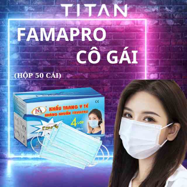 [FAMAPRO CÔ GÁI] Khẩu trang y tế 4 lớp kháng khuẩn FAMAPRO (50 cái / Hộp)