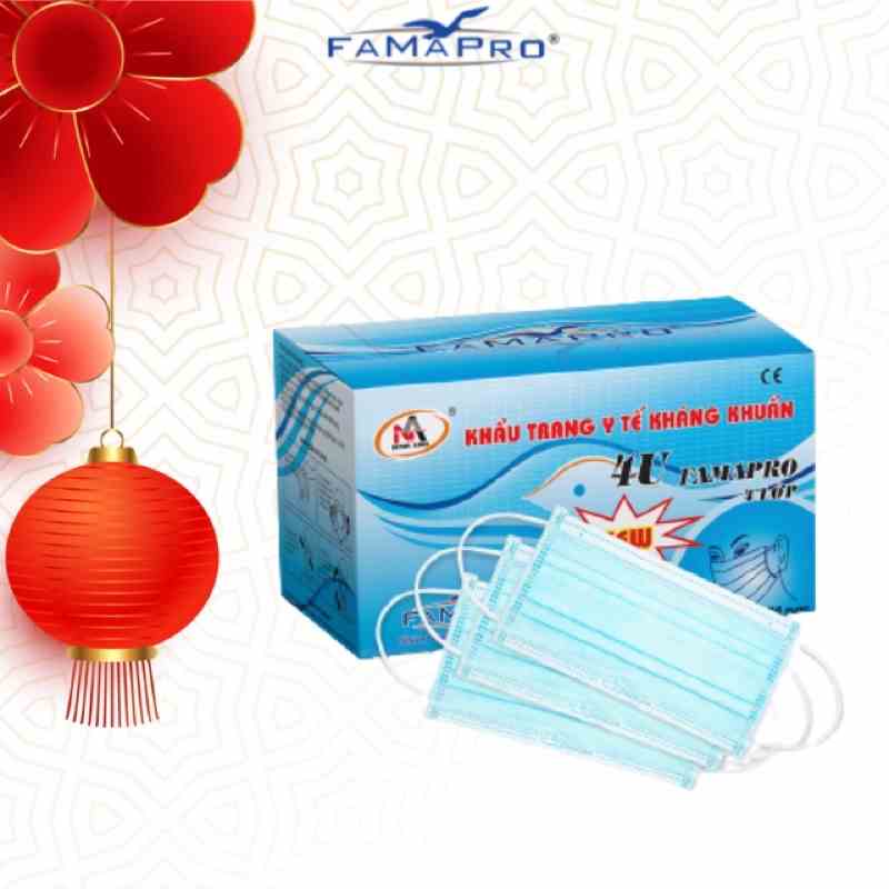 Khẩu trang y tế 4 lớp kháng khuẩn Famapro 4U ( 50 cái/ hộp )