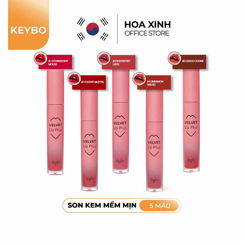 Son Kem Lì Hương Bánh Ngọt KEYBO Velvet Lip Plus 4.5g (5 màu)