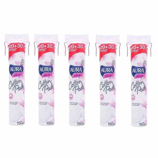 Combo 5 gói bông tẩy trang Aura Beauty Cotton Pads150 miếng (5x150)