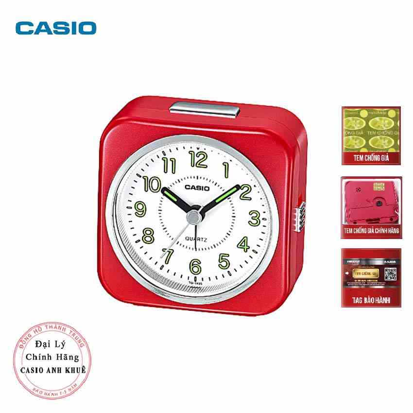 Đồng hồ để bàn Casio TQ-143S-4DF có đèn ,báo thức, dạ quang ( 7.7×7.6×3.8 cm )