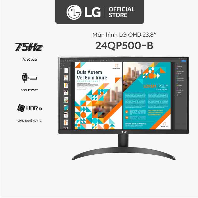 [Mã ELBAU5 giảm 5% đơn 300K] Màn Hình LG 24QP500-B 23.8 IPS 75Hz QHD AMD FreeSync™- Hàng Chính Hãng