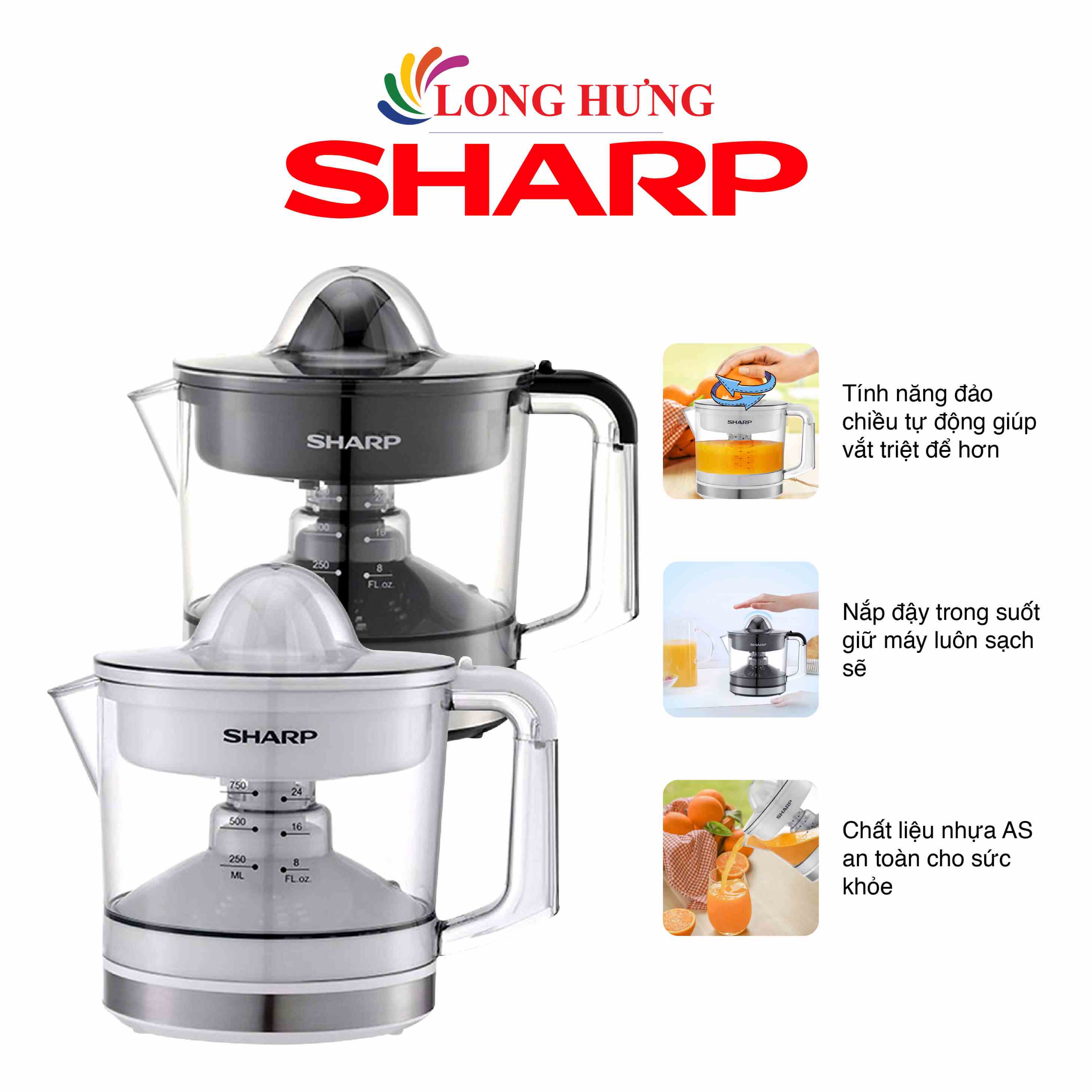 [Mã BMLTA35 giảm đến 35K đơn 99K] Máy vắt cam Sharp 0.75 lít EJ-J407 - Hàng chính hãng