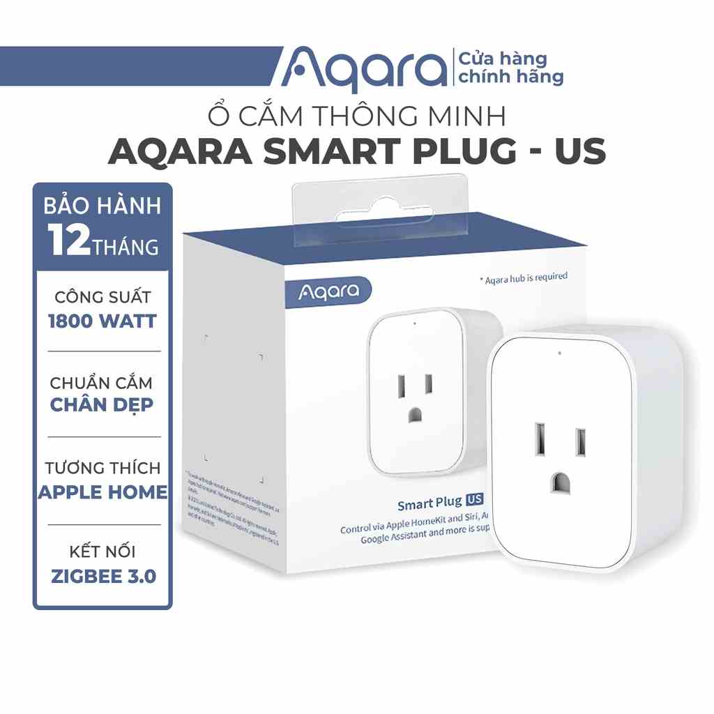 Ổ cắm điện thông minh tiêu chuẩn Mỹ Aqara Smart Plug (US) ZNCZ12LM Phiên Bản Zigbee - Cần có Hub, tương thích HomeKit