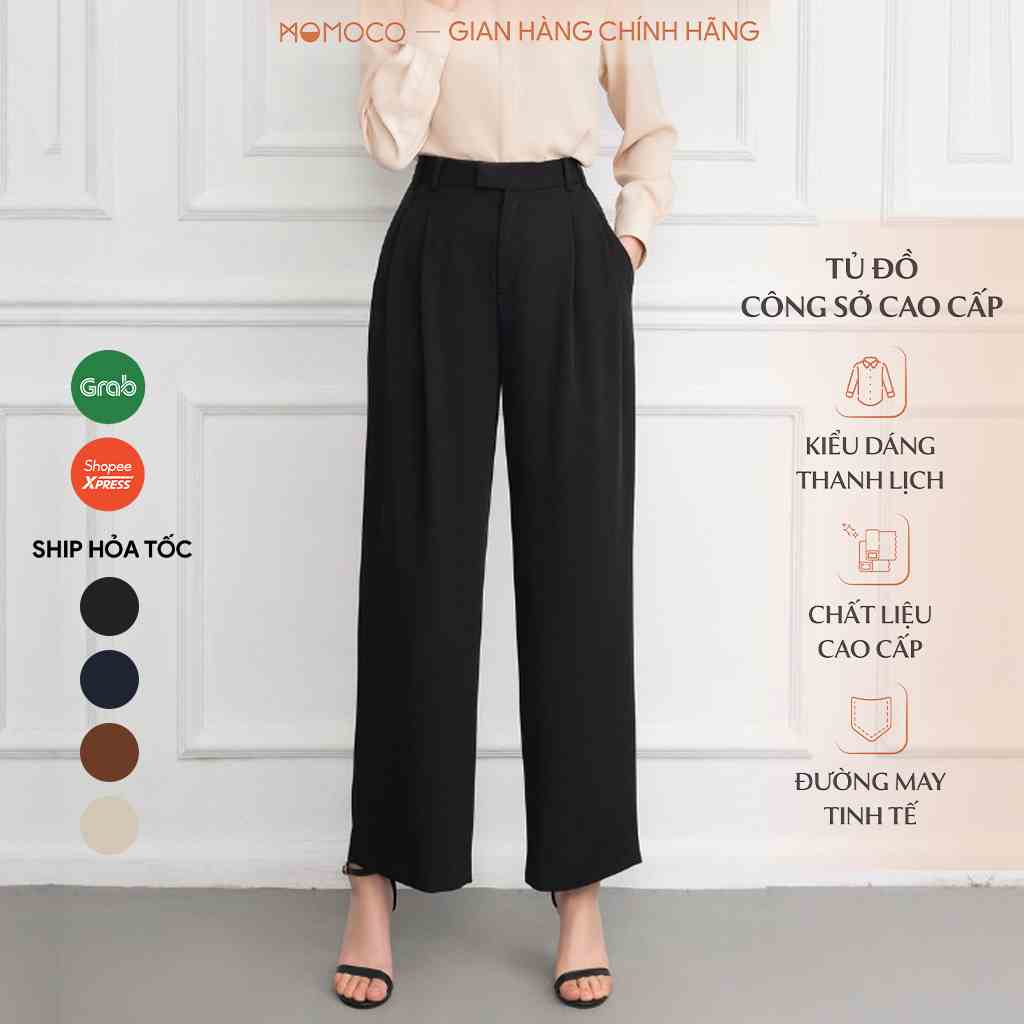 Quần Ống Suông Nữ 2 Ly MOMOCO Chất Tuýt Si Không Nhăn, Cạp Có Đỉa Giữ Form Pleated Culottes M2775