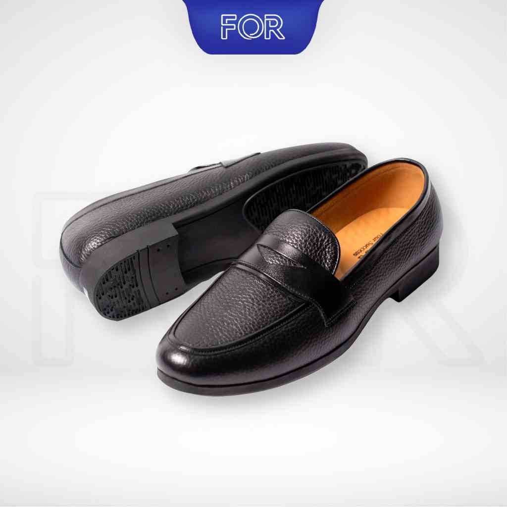 [Mã BMLTB200 giảm đến 100K đơn 499K] Giày lười Loafers FOR da bò thật Mill hạt màu đen siêu mềm PLF22