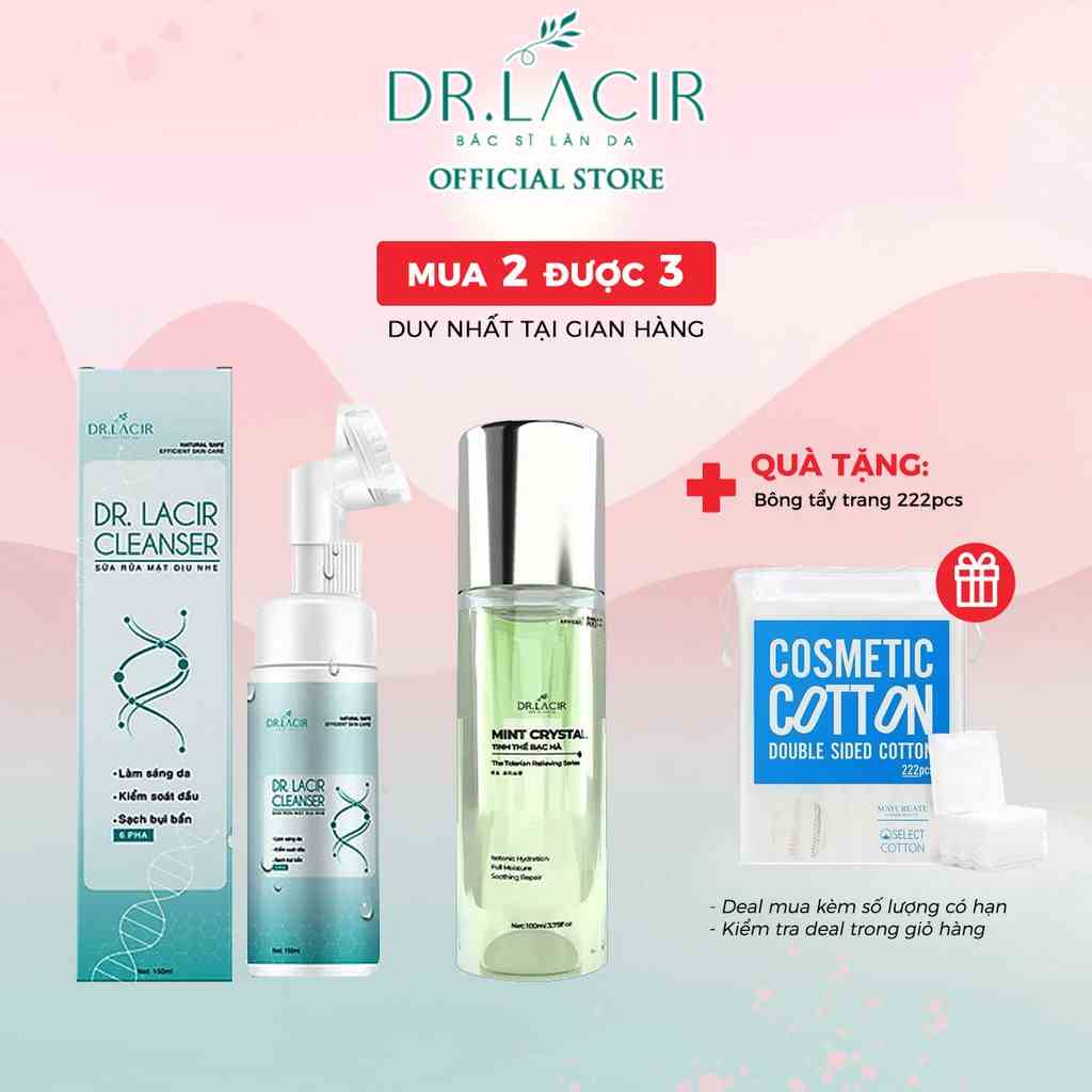 [NEW] Bộ Chăm Sóc Da Mặt DR.LACIR (Sữa Rửa Mặt Bạc Hà Kiềm Dầu 150ml + Toner Tinh Thể Bạc Hà 100ml) DR102