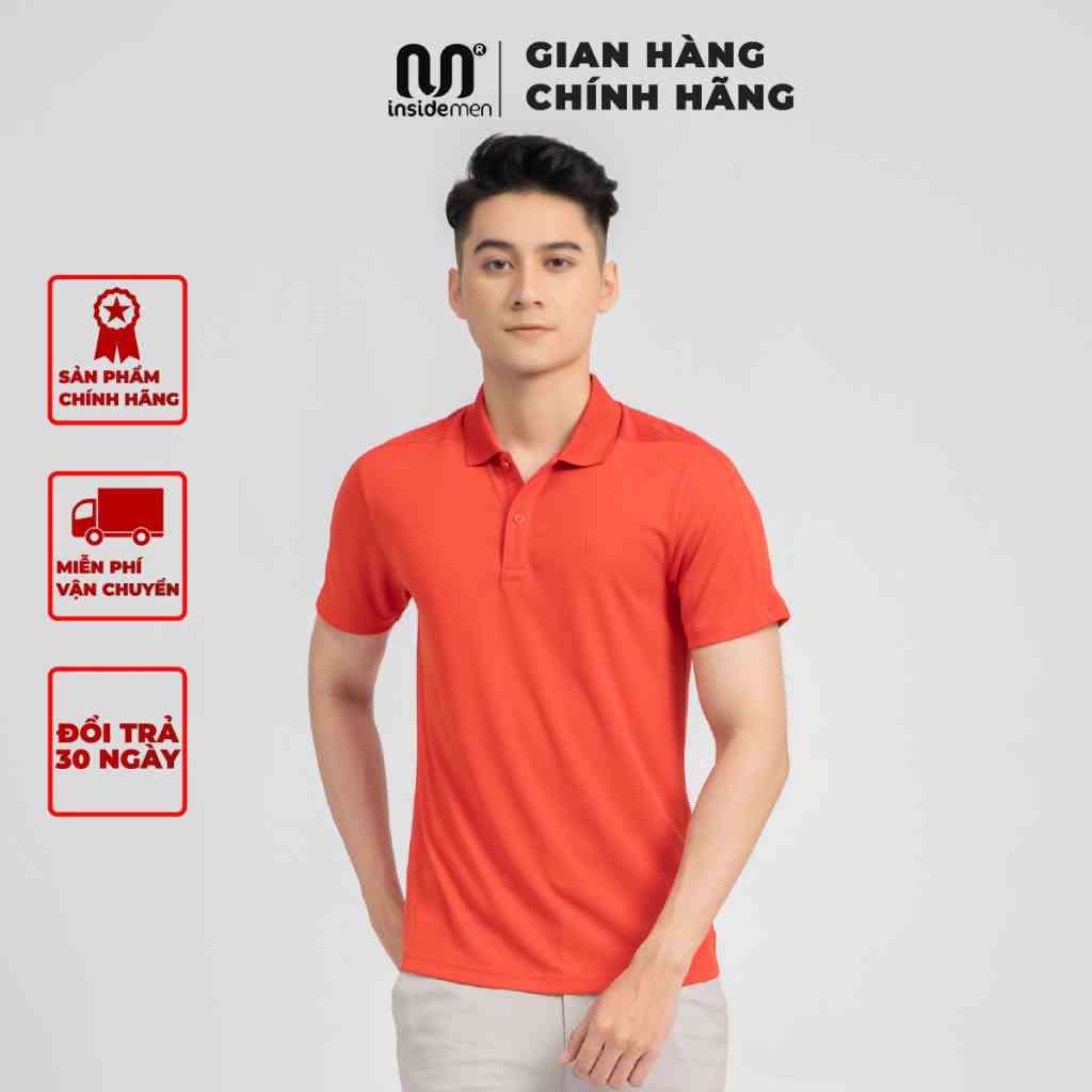 Áo polo nam INSIDEMEN màu sắc trẻ trung, chất liệu 100% Poly cao cấp co giãn thoáng mát IPS004S1