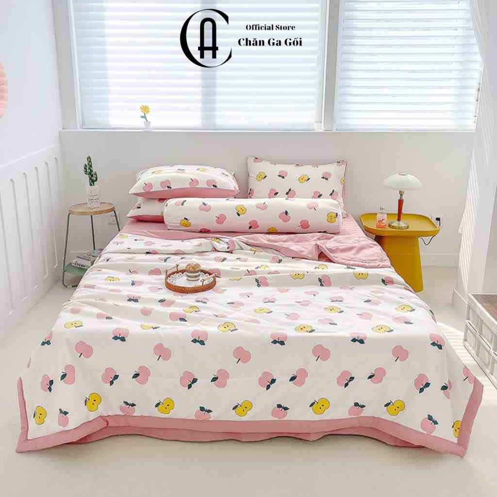 Bộ Chăn Ga Gối Cotton Đũi Trái Táo , Chất Liệu Bền Đẹp Kích Cỡ Đa Dạng CA Bedding Decor