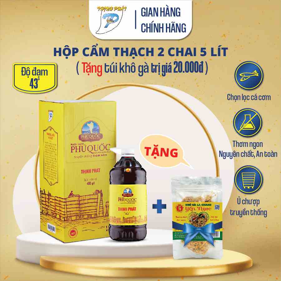 Cal 5 lít nước mắm truyền thống Phú Quốc Thịnh Phát Cẩm Thạch 40 độ đạm