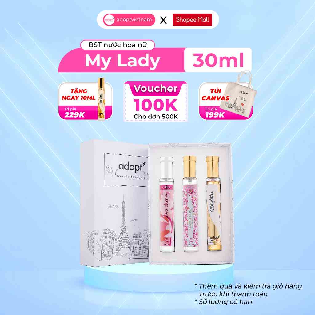 Nước hoa nữ Adopt BST My Lady tinh dầu Pháp lưu hương quý phái tự tin mọi thời điểm chai 30ml