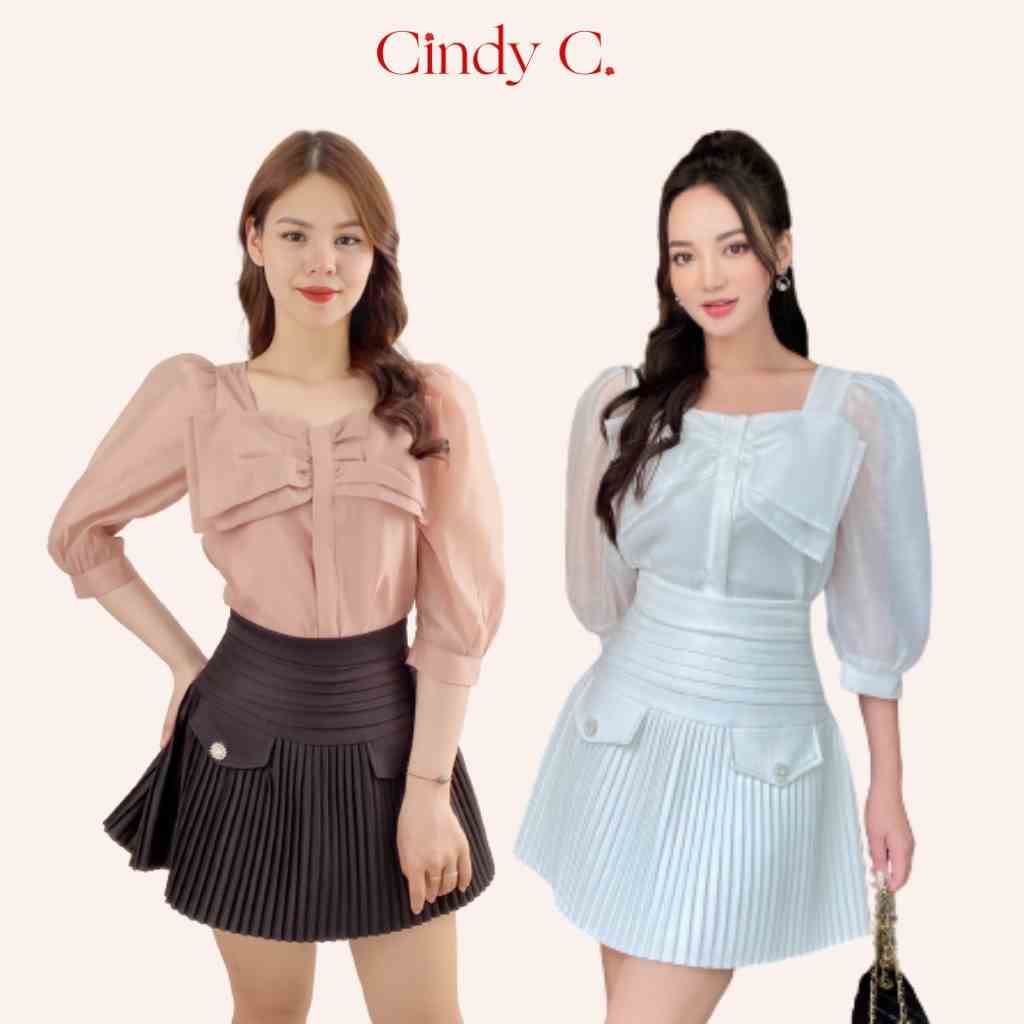 [Mã BMLTA35 giảm đến 35K đơn 99K] Áo Sơ Mi Tay Lỡ Và Chân Váy Ngắn Patrick Cindy C chất liệu Organza 666 / 22020