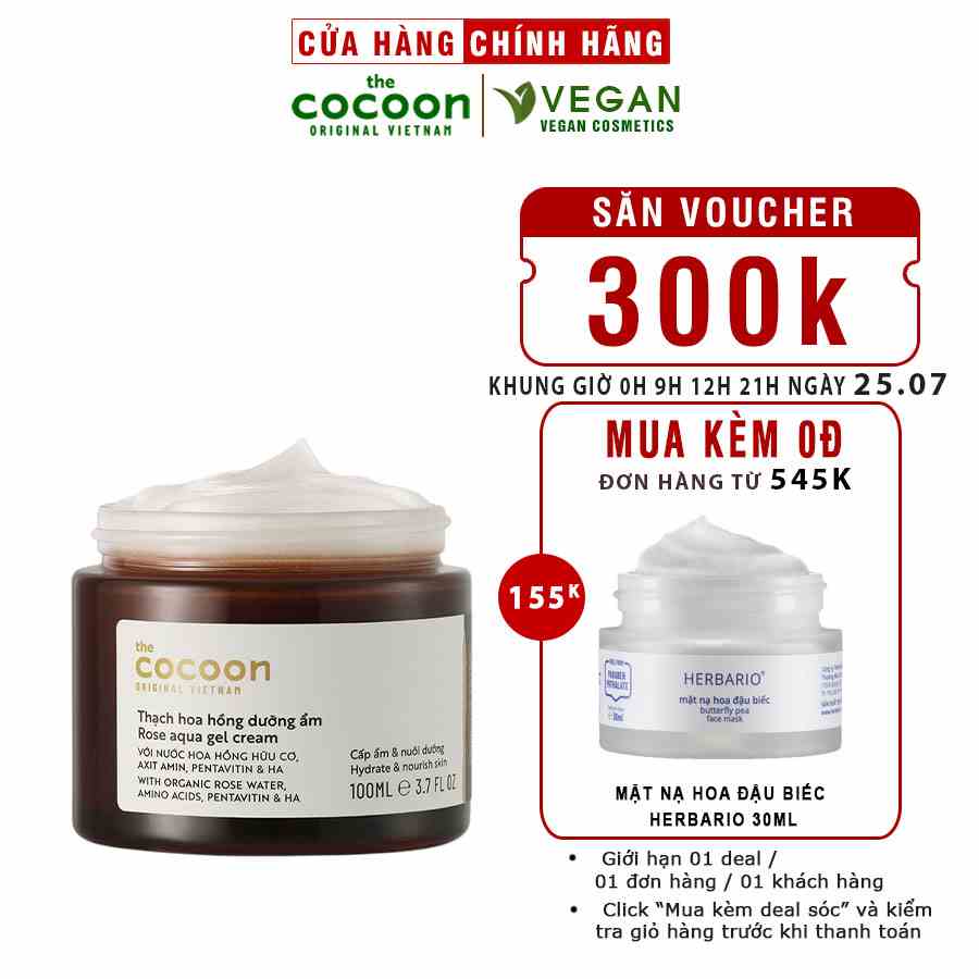 Thạch hoa hồng dưỡng ẩm cocoon 100ml (kem dưỡng ẩm)