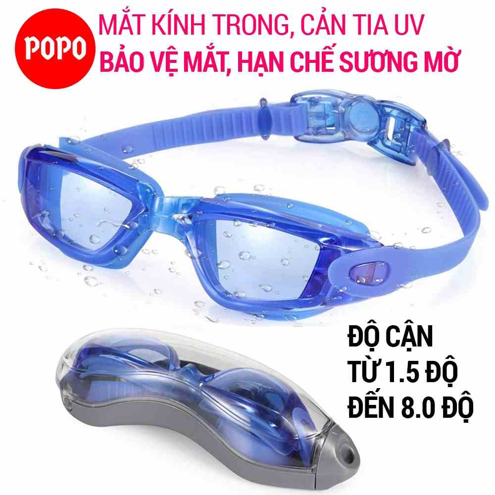 Kính bơi cận có độ cho người lớn nam nữ POPO 2360 có độ cận từ 1.5 độ đến 8.0 độ dùng cho cả trẻ em trên 8 tuổi